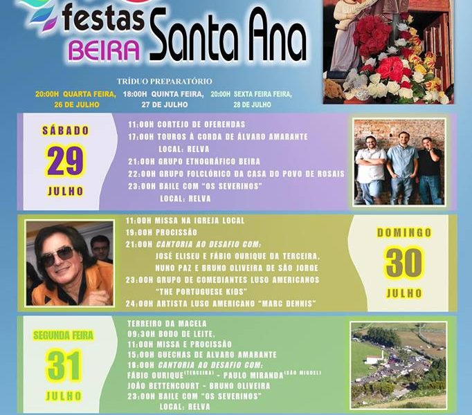 FESTAS DE SANT`ANA – BEIRA (Velas) – Ilha de São Jorge (29/07 a 01/08) FESTAS DE SANT`ANA – BEIRA (Velas) – Ilha de São Jorge (29/07 a 01/08)