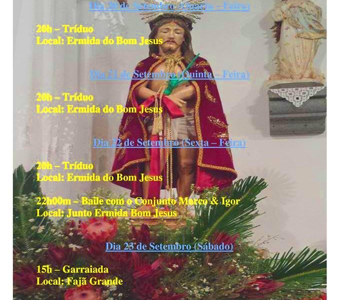 FESTAS DO BOM JESUS – FAJÃ GRANDE / CALHETA – 20 a 24 de Setembro – Ilha de São Jorge