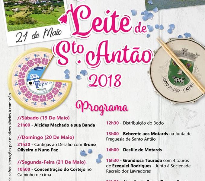 FESTA E BODO DE LEITE EM SANTO ANTÃO (Próximos dias 19 a 21 de Maio) – Ilha de São Jorge